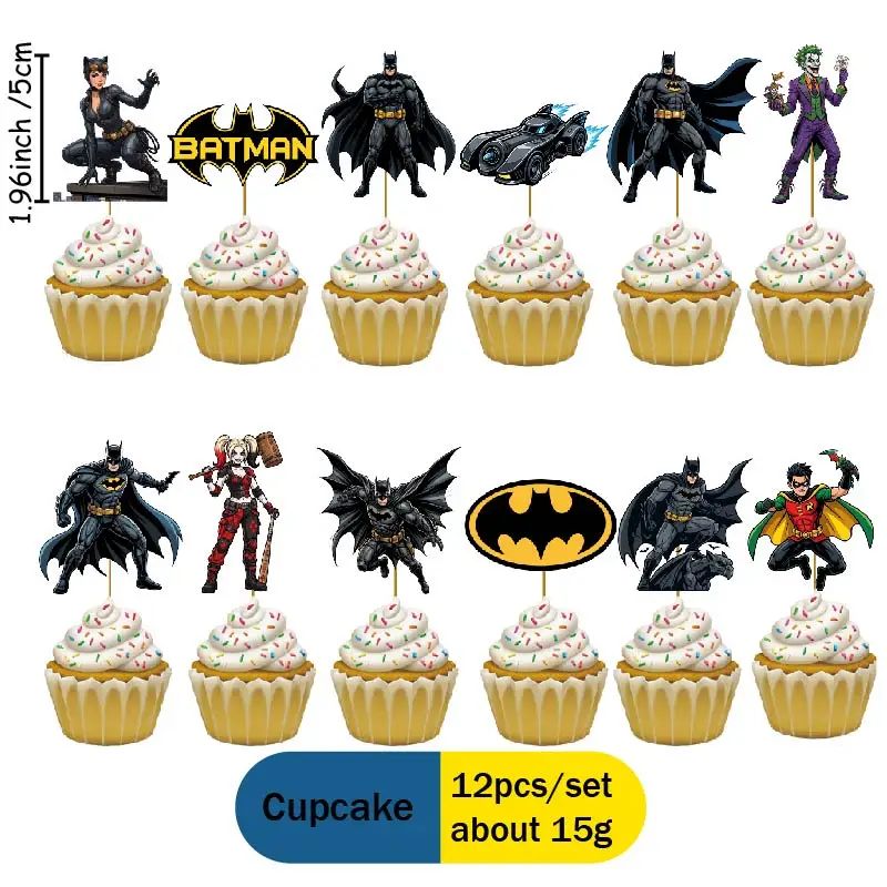 Warner Bros. Batman-Motto Pappteller, Becher, Wimpelkette, Aufkleber – Happy Birthday Party Deko Einweggeschirr-Set – Detail 16