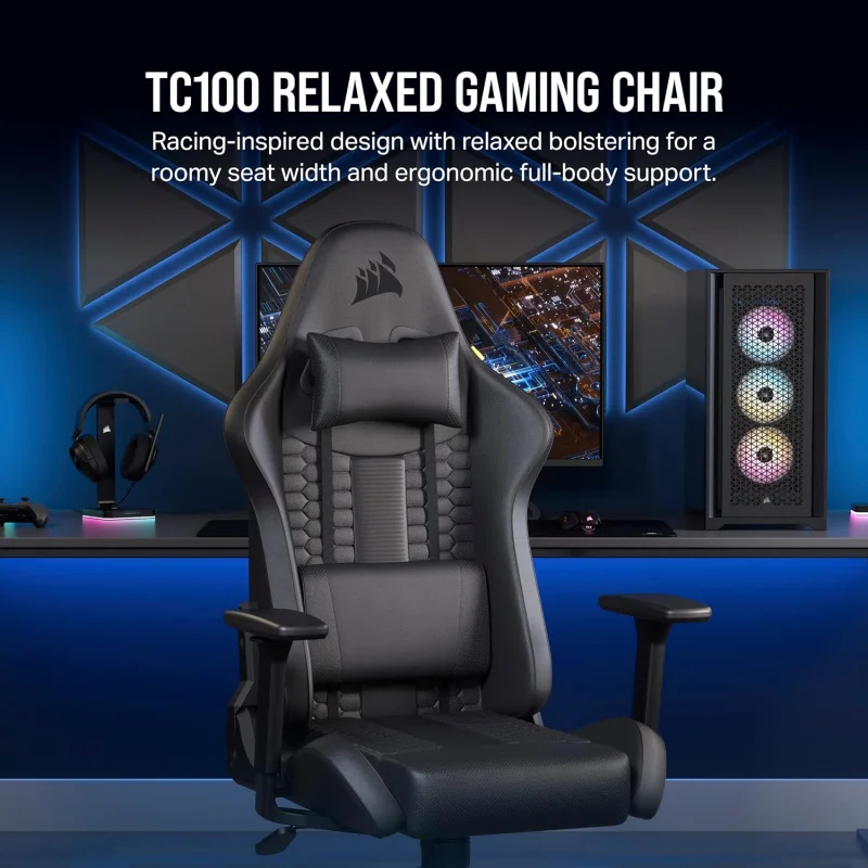 Corsairr TC100 RELAXED Gaming Chair, One Size, Black