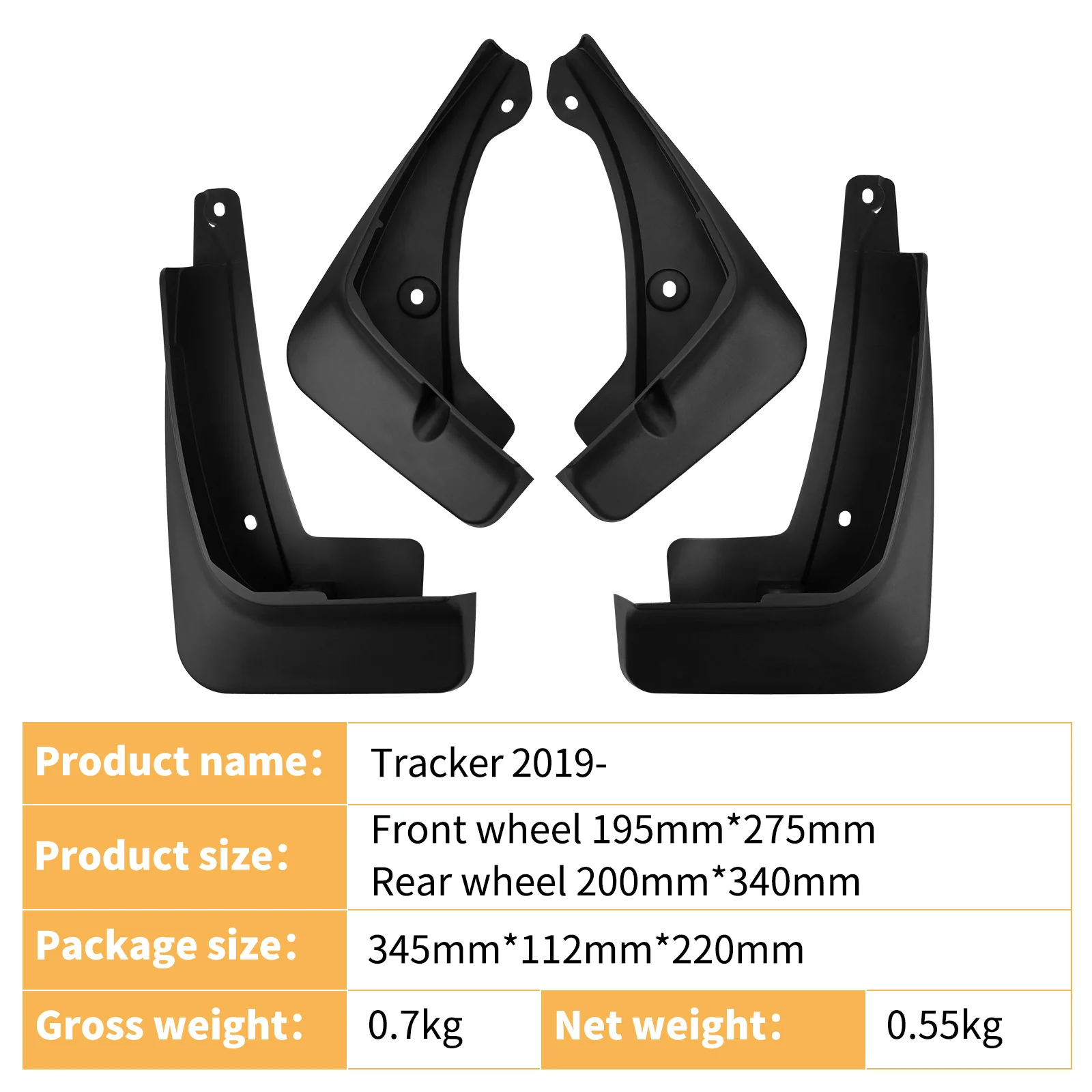 For Chevrolet Tracker 2019-2023 car tire mudguard sheet,Mudflaps Front Rear Flares Splash Guards Cover Car Accessorie