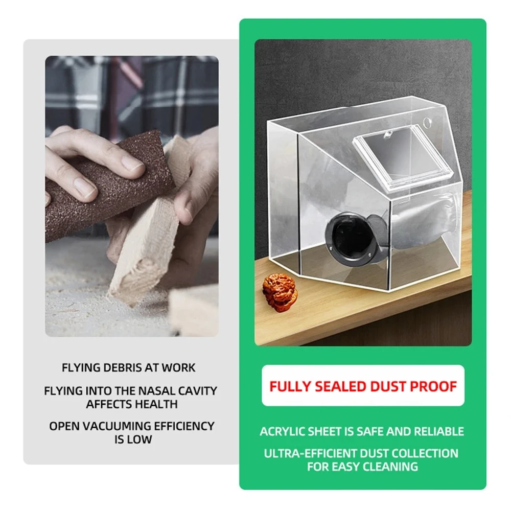 Grinding Dust Proof Box Cover Enclosed Hood for Buffing Sculpturing Polishing Sanding Metal Cutting