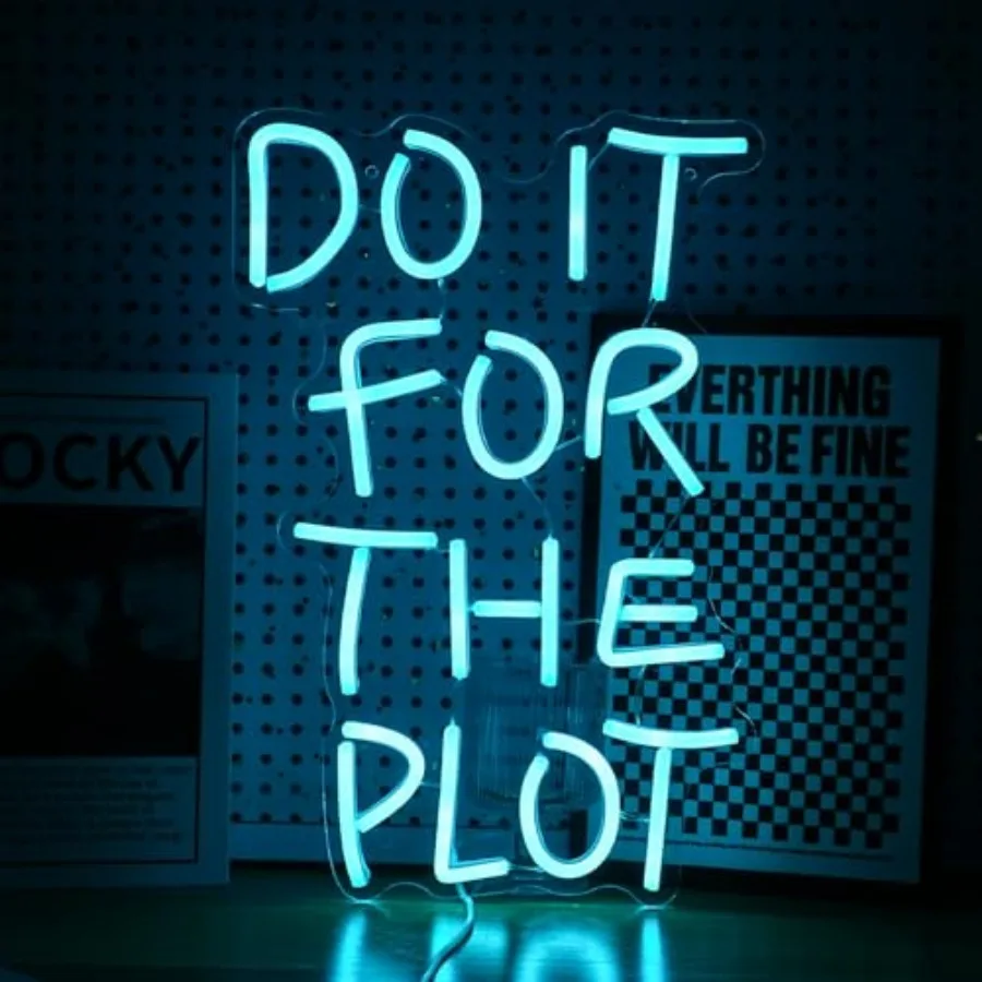 

Do It For The Plot Neon Sign LED Letter Neon Lights for Wall Decor Dimmable USB Powered Neon Light Up Sign for Bedroom Off Part
