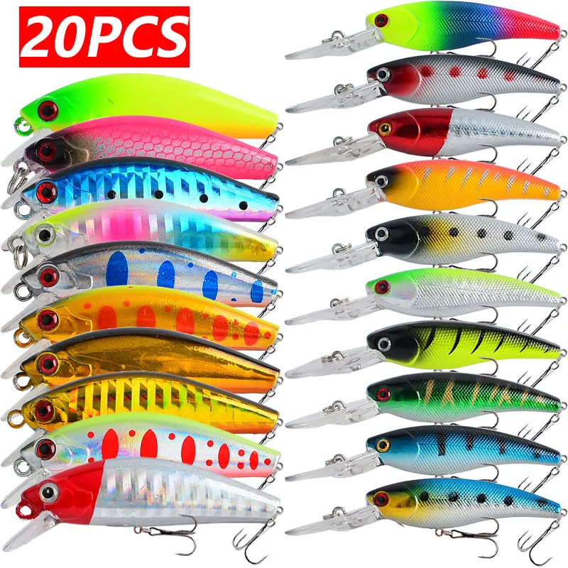 20pcs/lot 6.6g/8.8g Fishing Lure Sinking And Floating Minnow 3D Eyes Perch Artificial Bait Pike Carp Bait Swim Bait Fishing