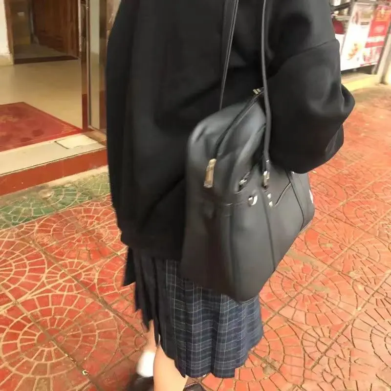 Japanese JK Uniform Large Capacity Brief PU Bag Student Commuter School Bag Shoulder Straddle Bag Handbag