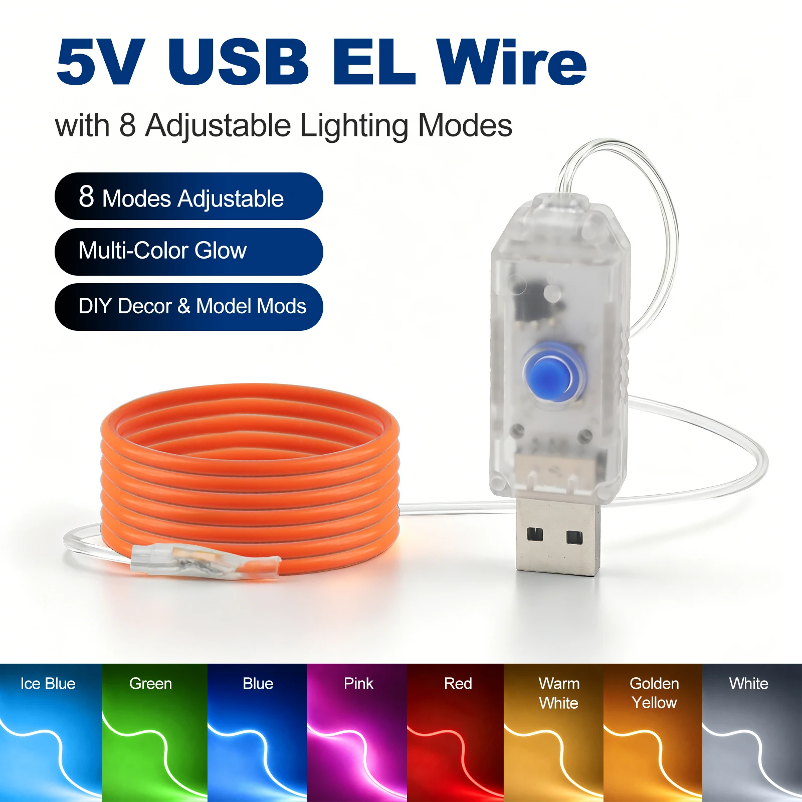 1PCS Lamp Parts Diode LED Filament Flexible DC 5V 8Modes USB LED 360° Luminous Bendable Creative Edison Bulb DIY Rope Light