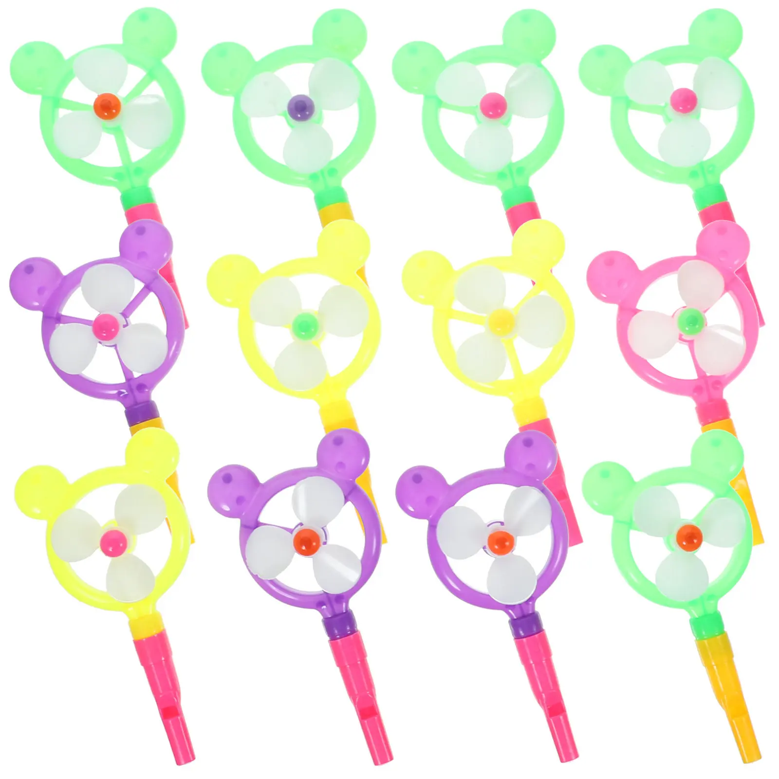 

12Pcs Windmill Plastic Whistles Colorful Party Favor Pinwheel Noise Makers Birthday Decorations for Kids Windmill Toy