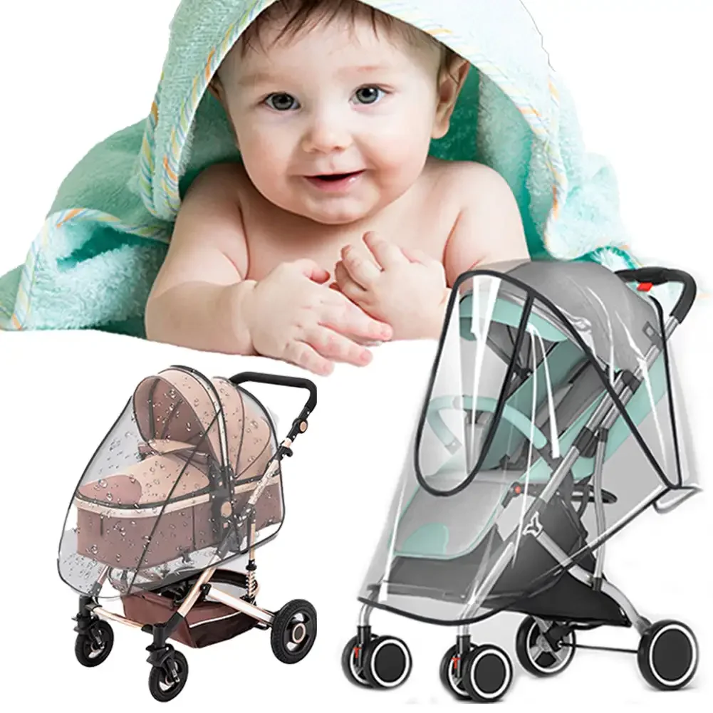 

Baby Stroller Rain Cover Waterproof Pram Wind Dust Shield Transparent Zipper Open for Pushchairs Raincoat Stroller Accessories