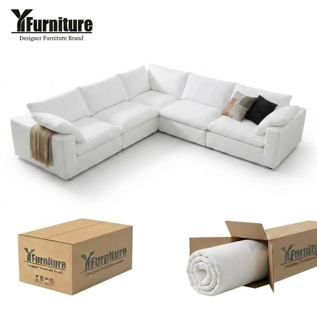 Wholesale Flexible Combination Modular Compressed Cloud Sofa Custom Fabric Living Room Apartment Villa
