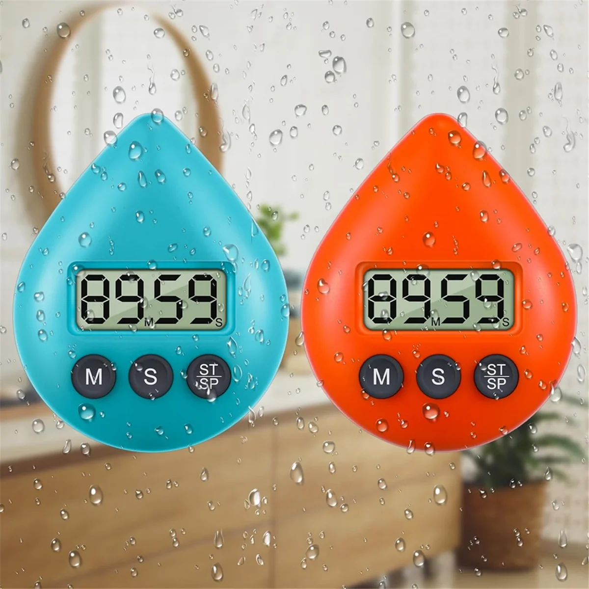 Silent Non Ticking Waterproof Shower Timer Magnetic Back Battery Operated Digital Timer Small Size Cute Timer