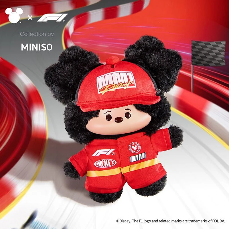 Genuine Mickey Mouse F1 Speed Life Series Vinyl Plush Hanging Card Cute Racing Costume Bag Pendant Keychain Collectible