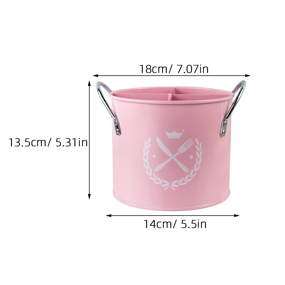 

Desktop Cutlery Storage Bucket Holder Organizer Galvanized Iron Kitchen Chopsticks