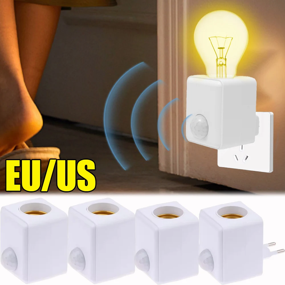 

AC110-220V Wall Mounted LED Human Infrared Sensing Lamp Holder Intelligent Delay E27 Lamp Holder Adapter Converter US/EU Plug