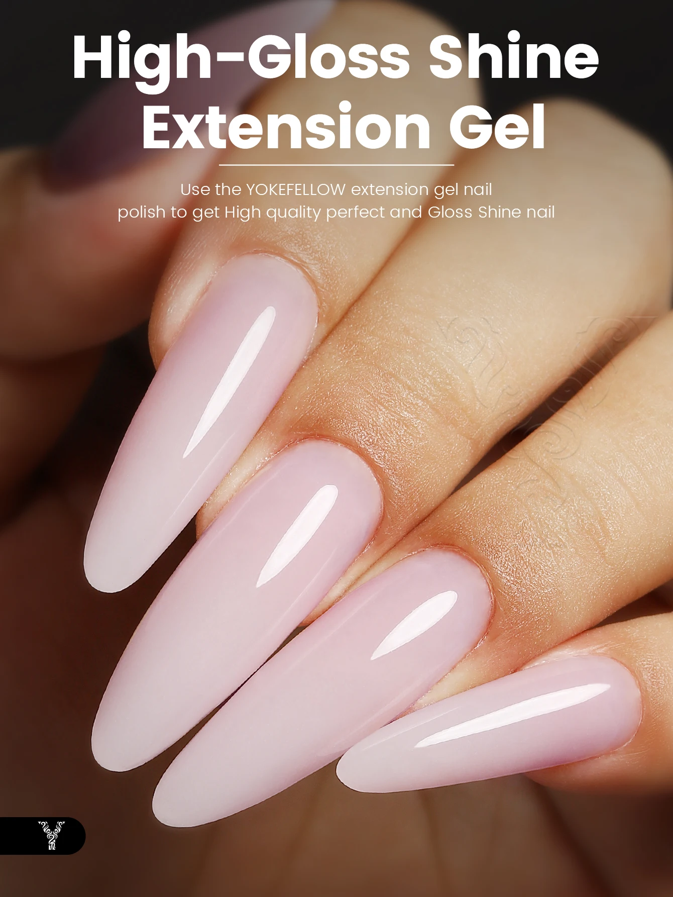 YOKEFELLOW 15g Builder Gel Nail Polish for Nail Extension Gel Self-leveling YMH14 Jelly pale pink Construct UV Acrylic Gel DIY