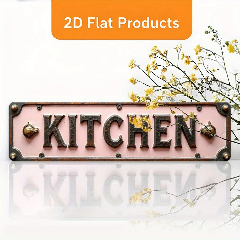 2D Flat, Vintage Metal Aluminum Sign 