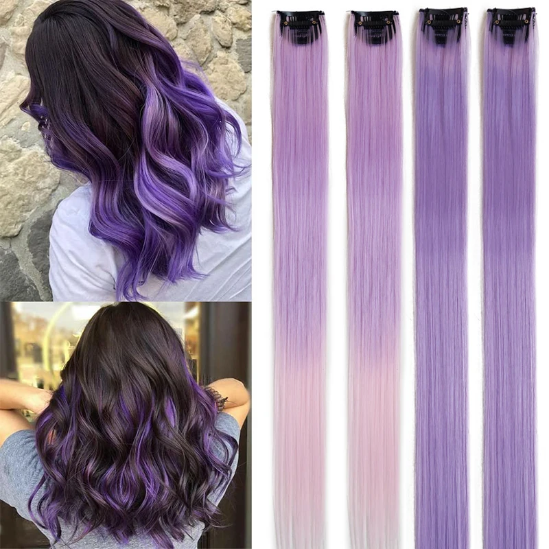 

Princess Colored Extensions Multi-Colors Party Highlights Streak Synthetic Hairpieces Clip-In/Clip On Colored Hair Extensions