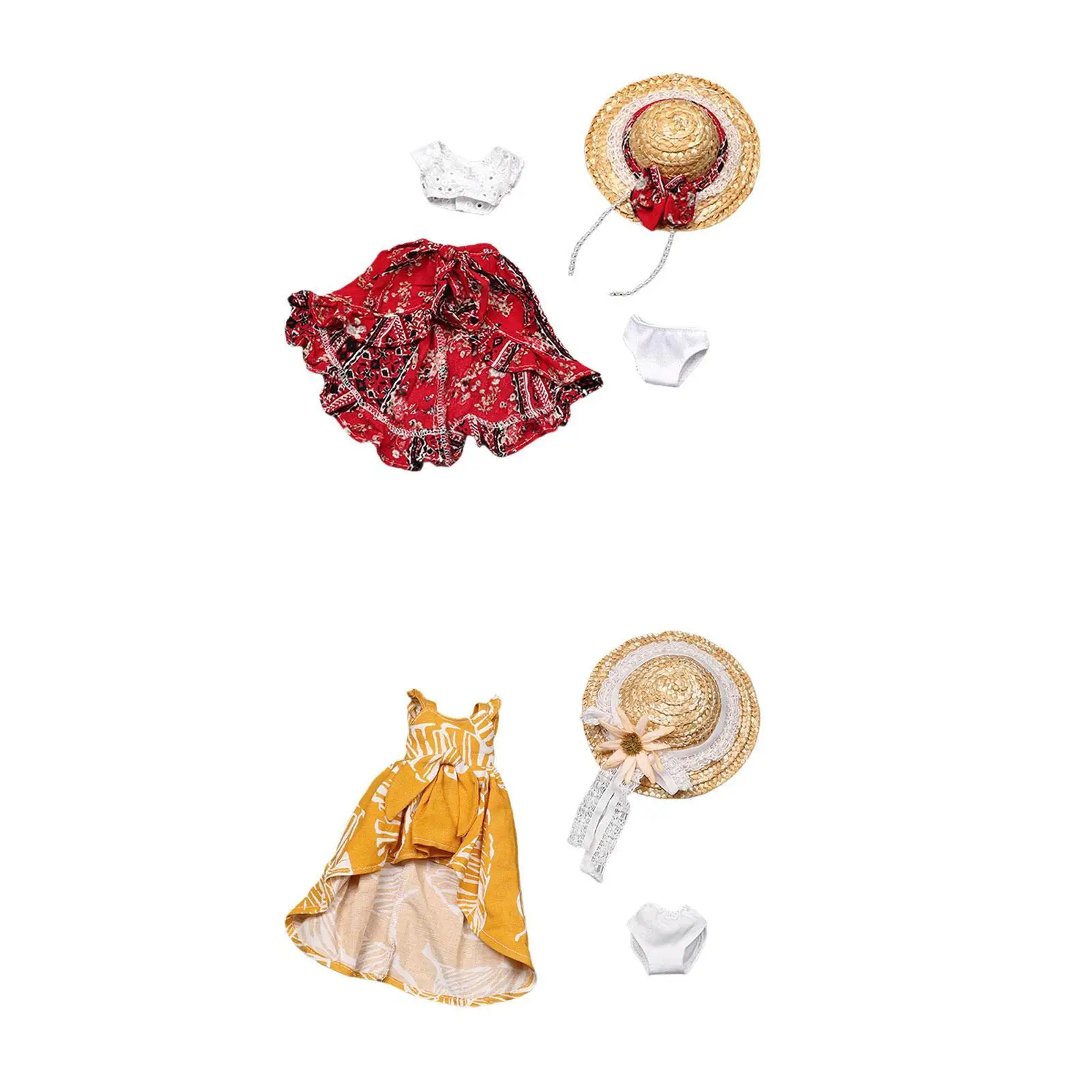 

4 Pieces 1/6 Scale Top and Skirt Hat Underpants Costume Garment Miniature