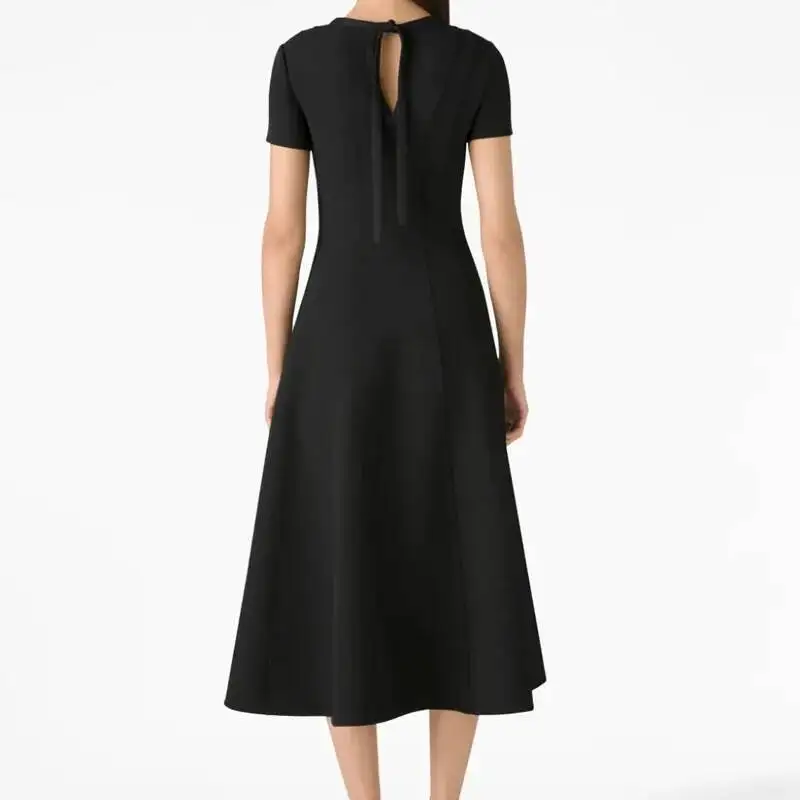 Vestido acampanado de manga corta con cuello redondo para mujer, liso, OL, moda, nuevo, 2023, 32009