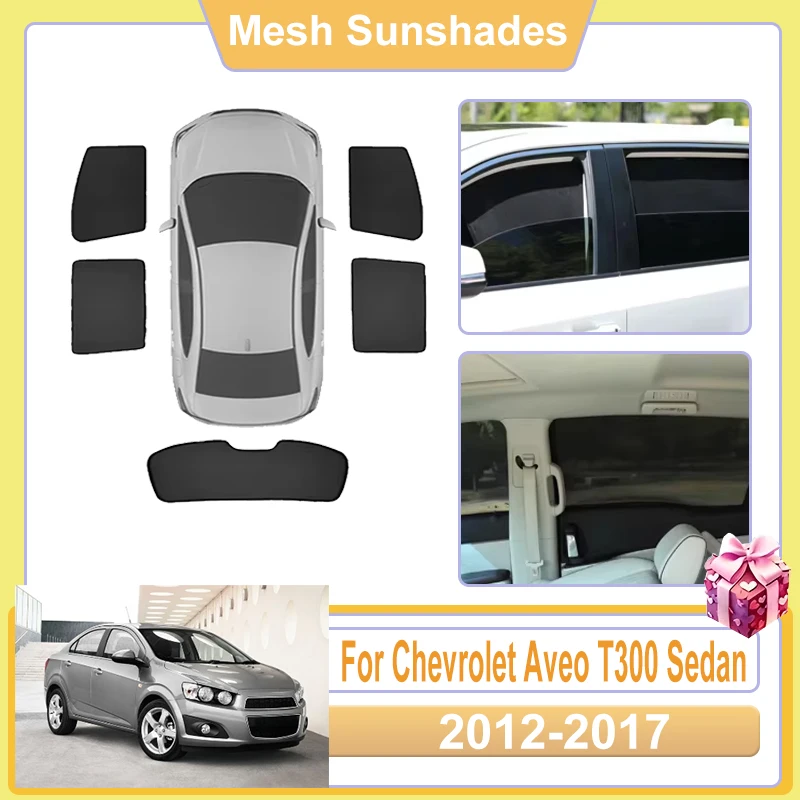 

Солнцезащитные сетки на окна автомобиля для Chevrolet Aveo, Chevrolet Sonic, Holden Barina T300 Sedan 2012-2017, защита от солнца