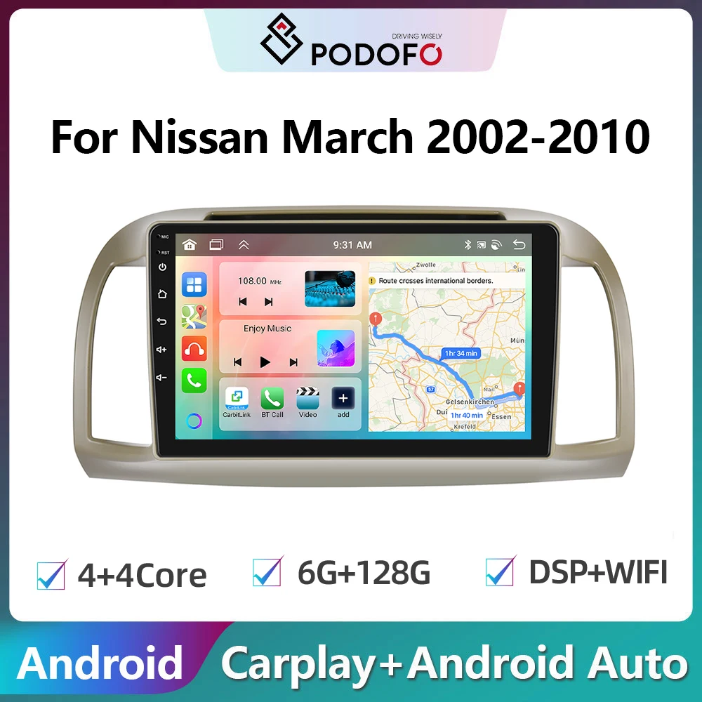 

Podofo Android Multimedia Head Unit For Nissan March 2002-2010 Car Player GPS Stereo Auto Radio Navigation No DVD BT Autoradio