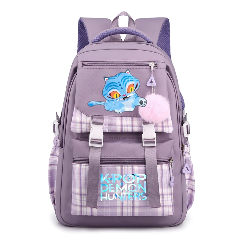 

KPop Demon Hunters Derpy Tiger Print Backpack Children Bookbags Students School Bags Funny Cartoon Girls Large Travel Knapsack