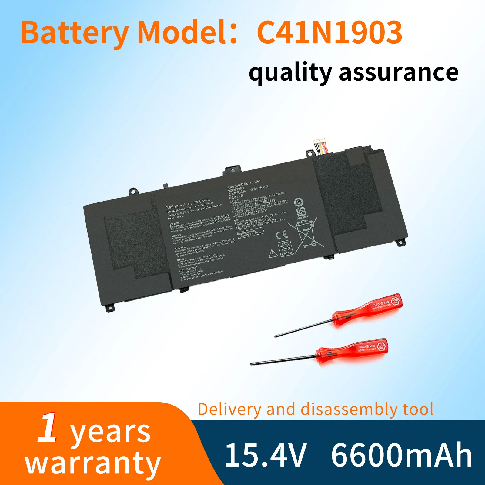 

C41N1903 15.4V 66WH Laptop Battery For ASUS ExpertBook B9450FA B9450FA-BM0194R B9450FA-XS79 B9450FA-BM0504R BM0367R