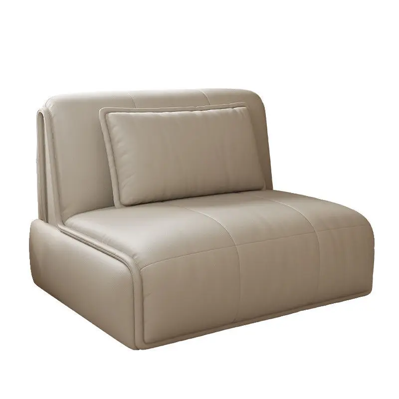 Leather sofa bed dual-purpose small apartment living room multi-functional double storage electric folding telescopic