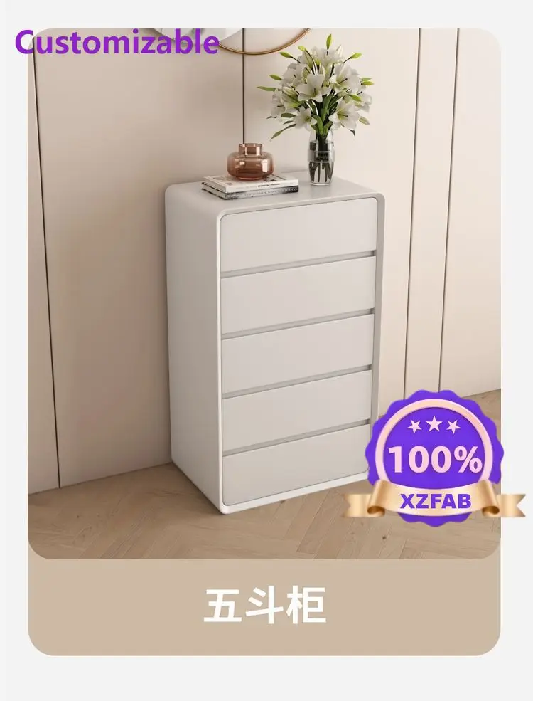Factory Direct2026Solid wood chest of drawers White cream Living room Multi-layer locker Simple modern bedroom Installation-free