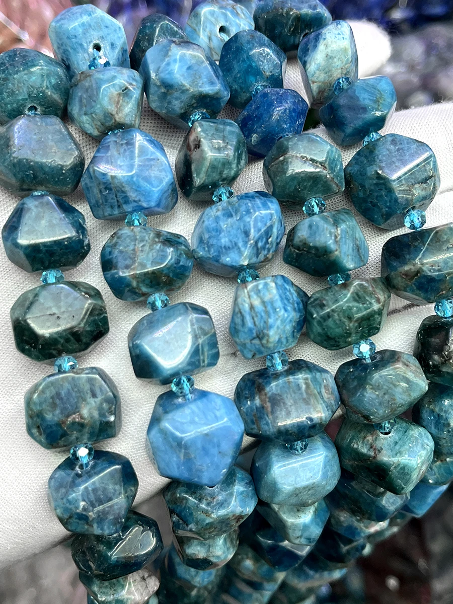 High Quality Natural Blue Apatite Handmade Irregular Irregular Faceted Loose For Jewelry Making DIY Necklace Bracelet 15''