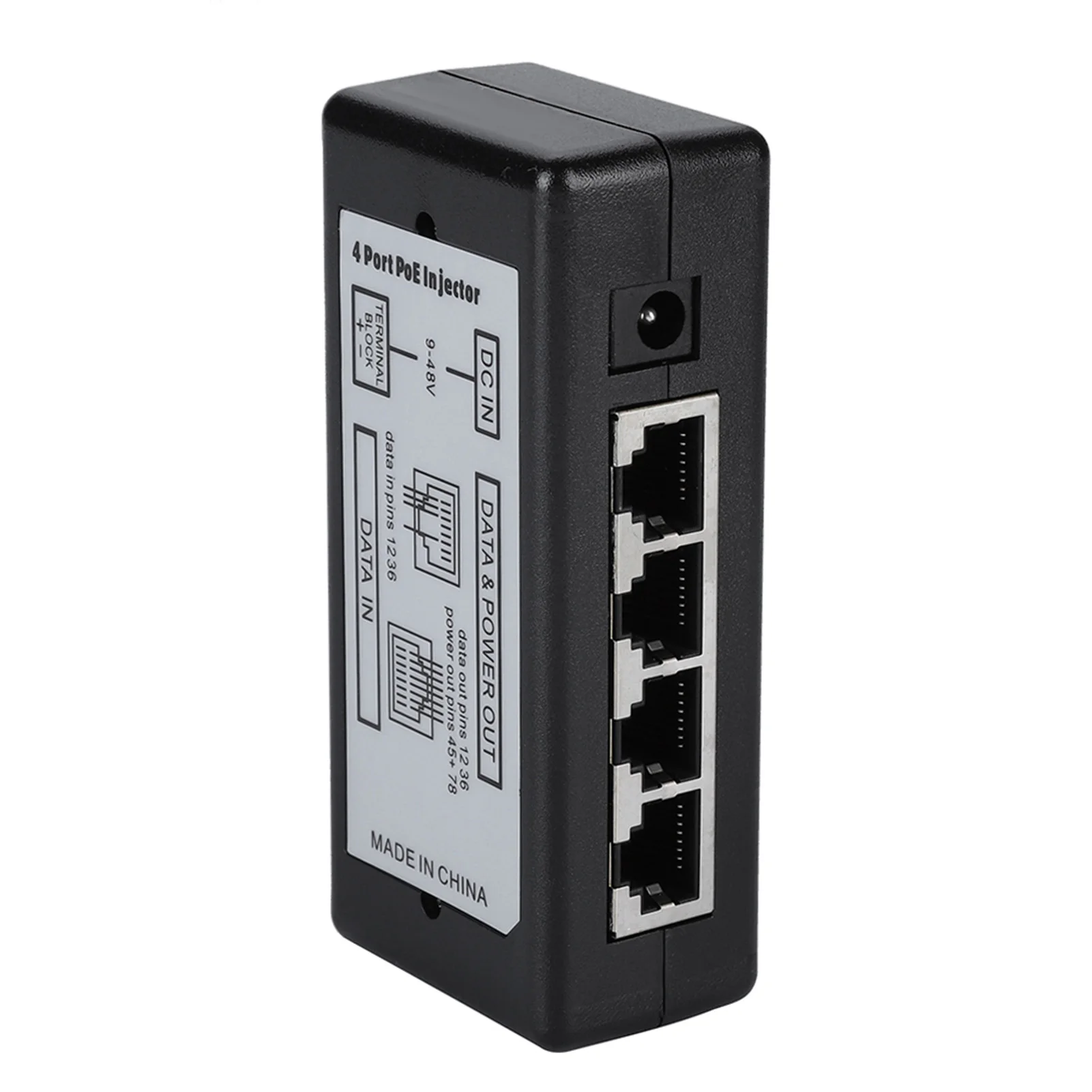 4-port poe adaptador de alimentação, fonte de alimentação para ethernet, para câmera ip, 4-port, dc9v-48v