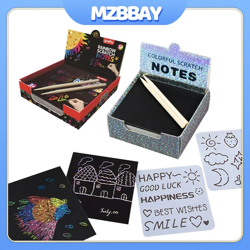 100 ชิ้นพราวภาพวาดของเล่น Mini Notes กระดาษการ์ดเด็ก Interactive ของเล่นหมายเหตุการ์ด Handmade ภาพวาดของเล่น