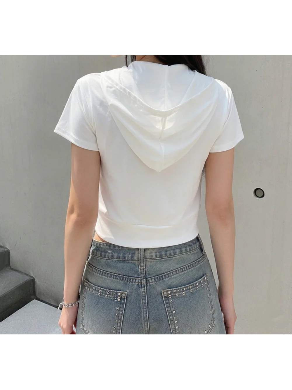 New summer retro y2k Napoleon military style metal buckle short hooded cardigan top street trend niche versatile spicy girl Ins