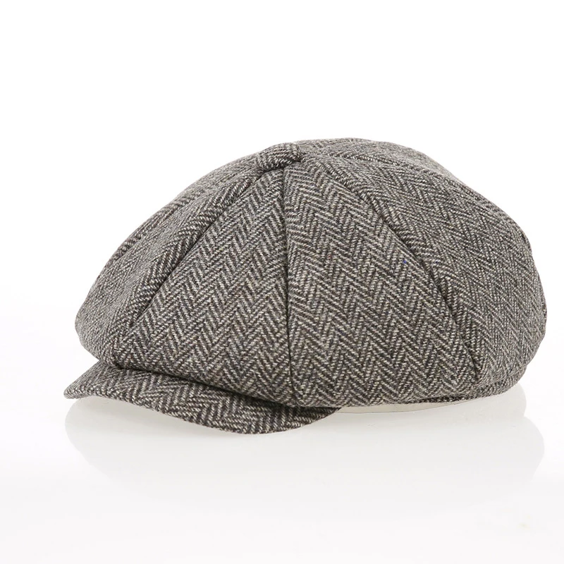 

Wool Newsboy Cap Men Grey Herringbone Flat Caps Women Men British Painters Hat Soft Autumn Winter hats Octagonal Cap BLM438