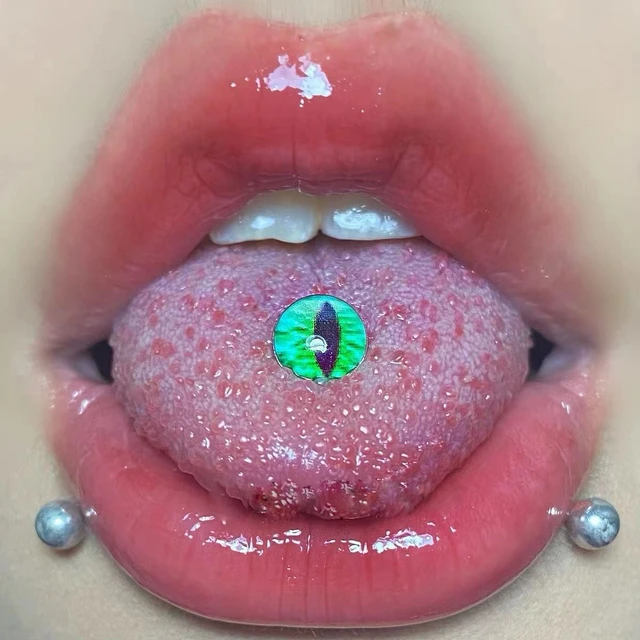 Snake eye tongue piercing rings deals