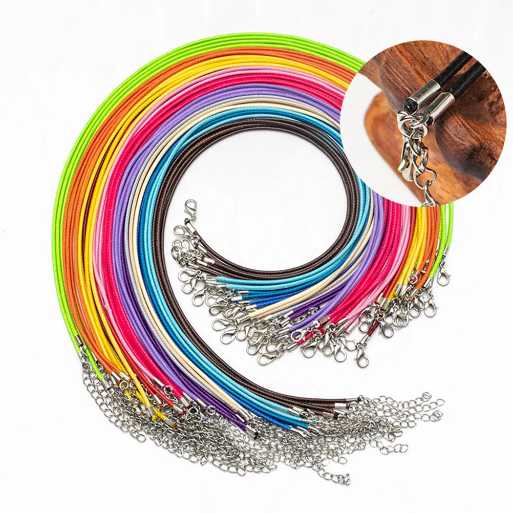 

60pcs Necklace Cord Jewelry Making Accessories Soft Wax Rope Clasp Adjustable Length DIY Crafts Bracelets Gifts