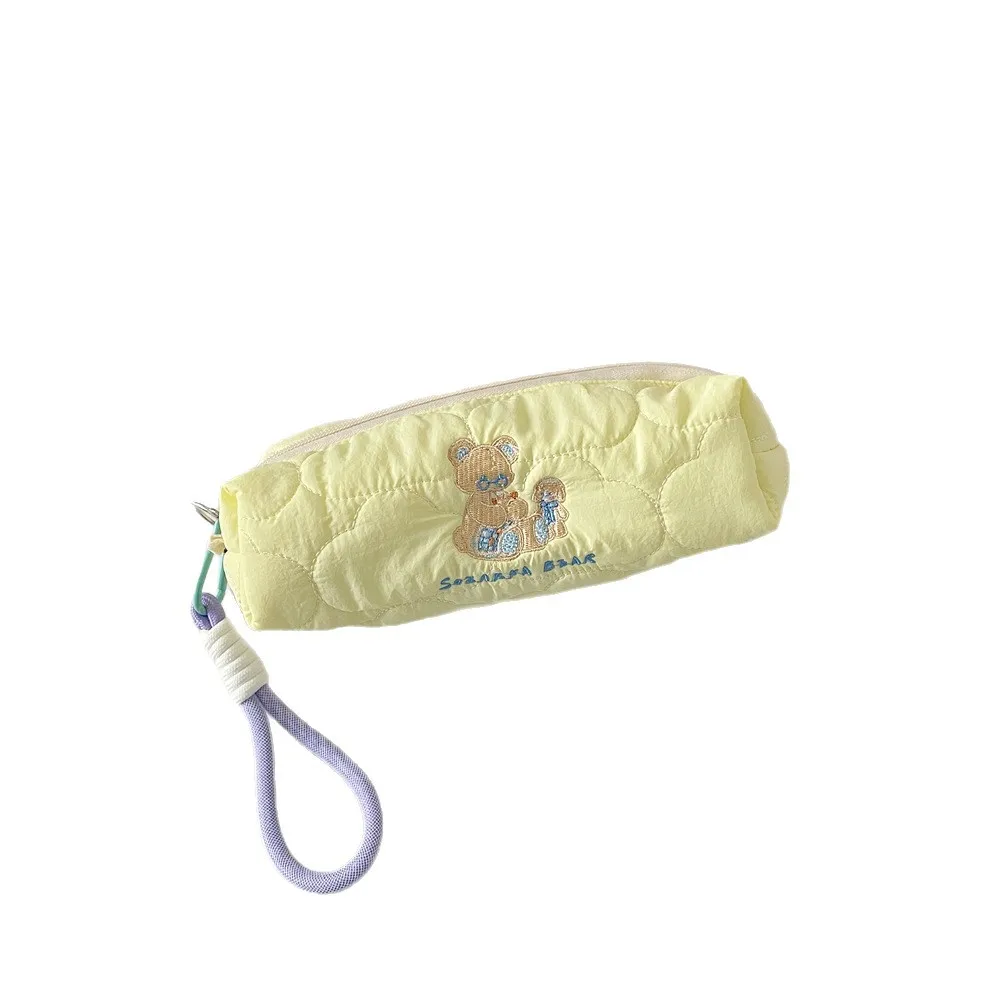 Cartoon Embroidery Large Capacity Soft Pencil Case for Students Girls