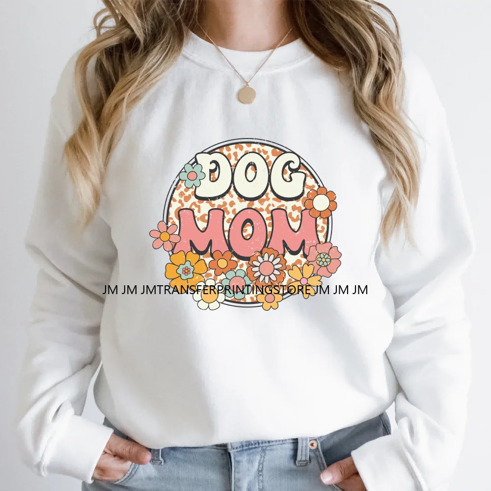 Hochwertige Hunde katze Mama Liebe Design Druck Blumen Mutter Brief Eisen auf dtf Transfer Aufkleber bereit, für T-Shirts zu drücken