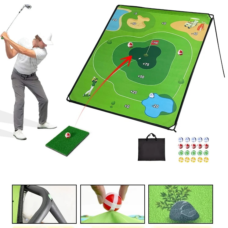 2026 Golf Chipping Game With Hitting Mat Double-Sided Mat Portable Outdoor/Indoor Practice Set For Adults And Kidspromote Sales