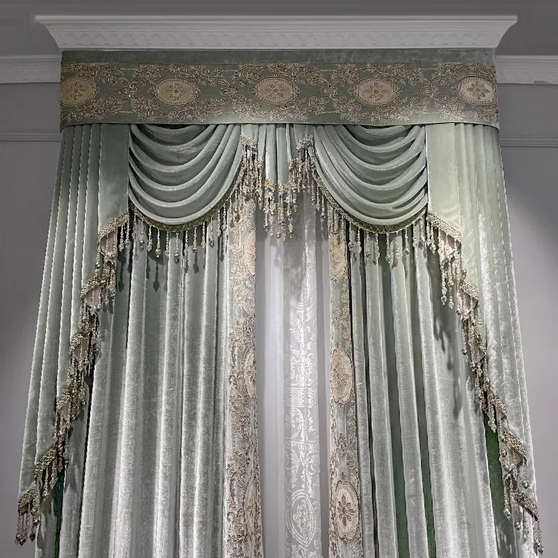 

Palace French Romantic Style Curtains for Bedroom Living Room Floor-to-ceiling Window Villa Whole House Embroidered Floss Yarn