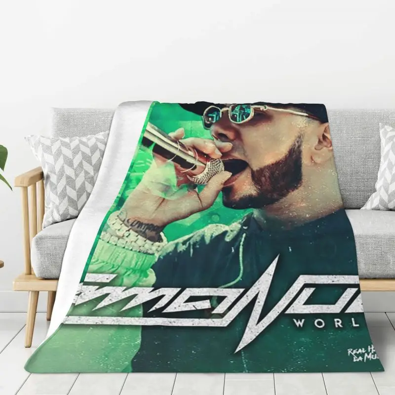 Custom Latin Urban Music Anuel AA Blanket Warm Fleece Soft Flannel Throw Blankets for Bedding Sofa Home Spring Autumn
