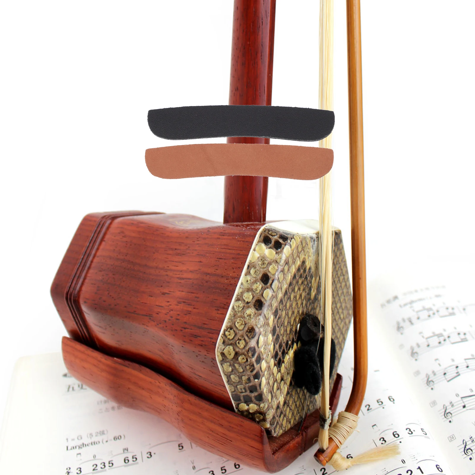 

2pcs Premium Cowhide Crash-Proof Angle Supports For Erhu Durable Non-Slip Wear-Resistant Self-Adhesive Pads Lightweight Design