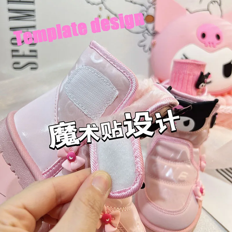 Winter Kawaii Sanrio Kuromi Boots Children Cute Girls Winter Cold Resistant Windproof Waterproof Fashion Cotton Shoes New Style