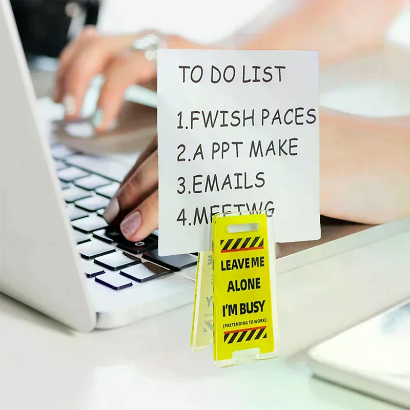 Acrylic Desk Sign Leave Me Alone Im Busy Humorous Office Decor Unisex Gift Coworkers Desktop Ticket Clip No Crack Funny