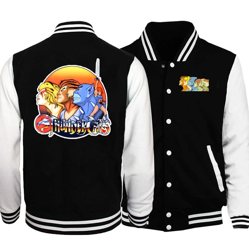 Thundercats Baseball Jacket Print Anime Men Clothing Women Streetwear Fleece Bomber Jackets for Kids Winter Coats