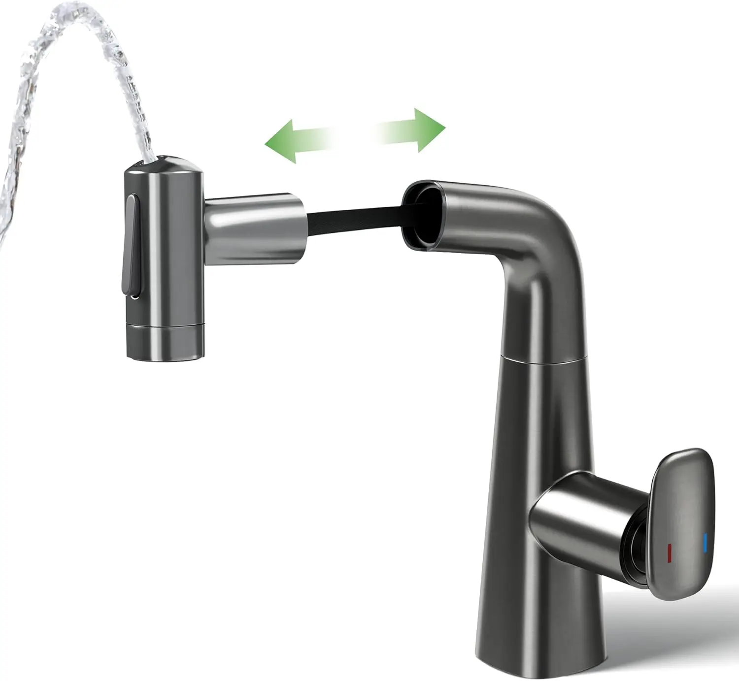 

Rotatable Bar Sink Faucet, Upward Rinse, Lift & 360° Rotation, 10" Retractable Hose, Stainless Steel, Single Handle Modern Kitch