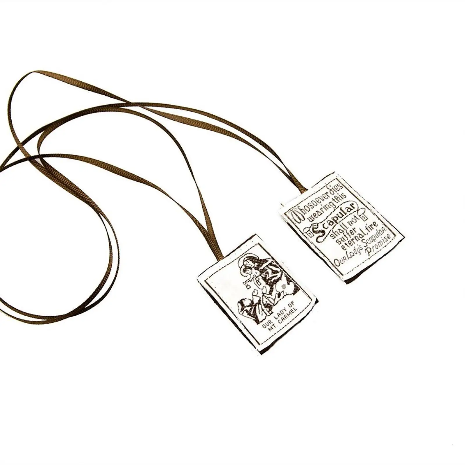 Our Lady of Mt Carmel Scapular Soft Cloth Brown Catholic Gift for Confirmation First Communion Wall Cross Art