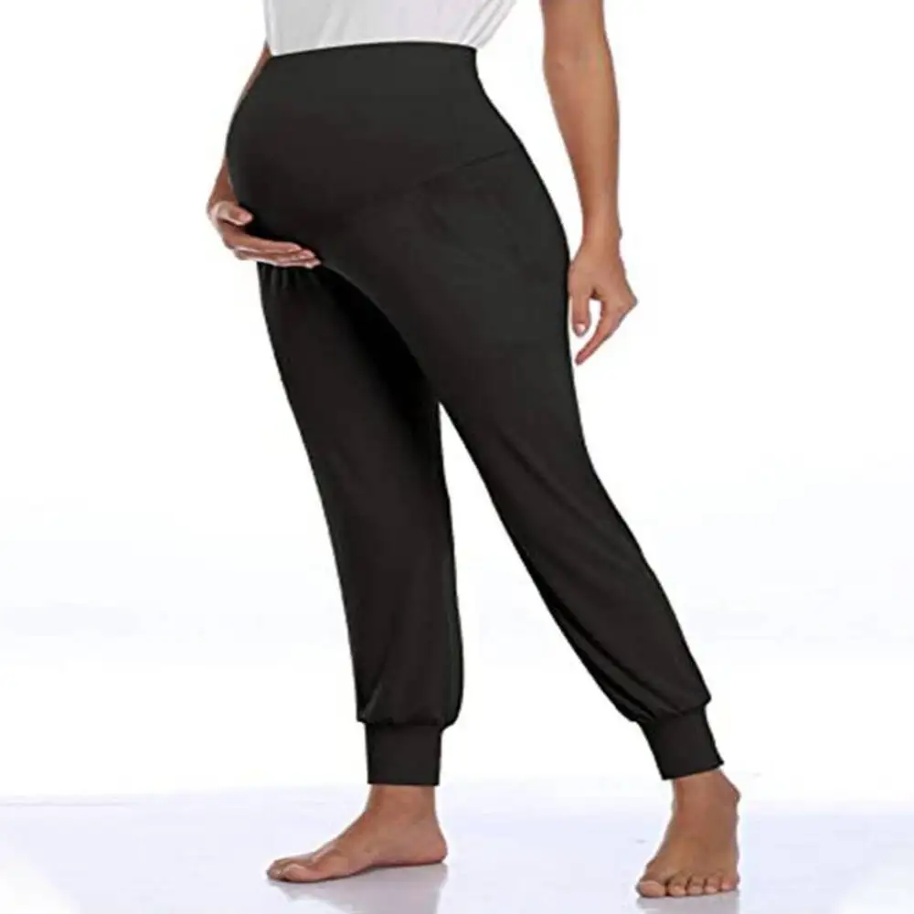 Women's High Waist Full Length Pants Pregnant Leggings Ladies Casual Trousers For Maternity 2024