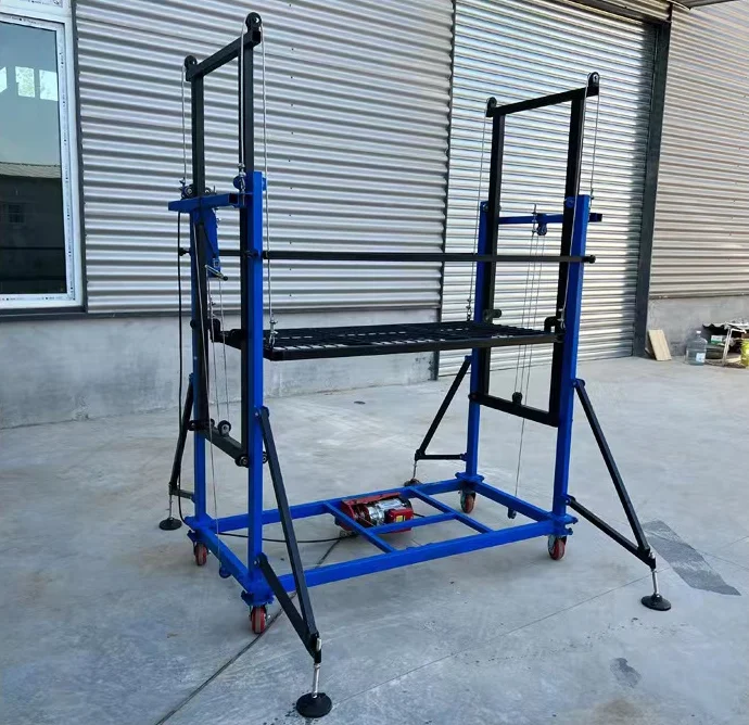 Elektryczne rusztownictwo do dekoracji budowlanych, drabina, elektryczny podnośnik rusztowniczy, aluminiowa platforma podnosząca do wspinaczki.