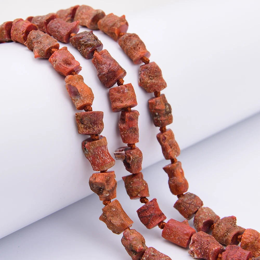 

APDGG Natural Orange Coral Rough Nugget Cut Branch Pendant Loose Beads 17" Strand Jewelry Making DIY