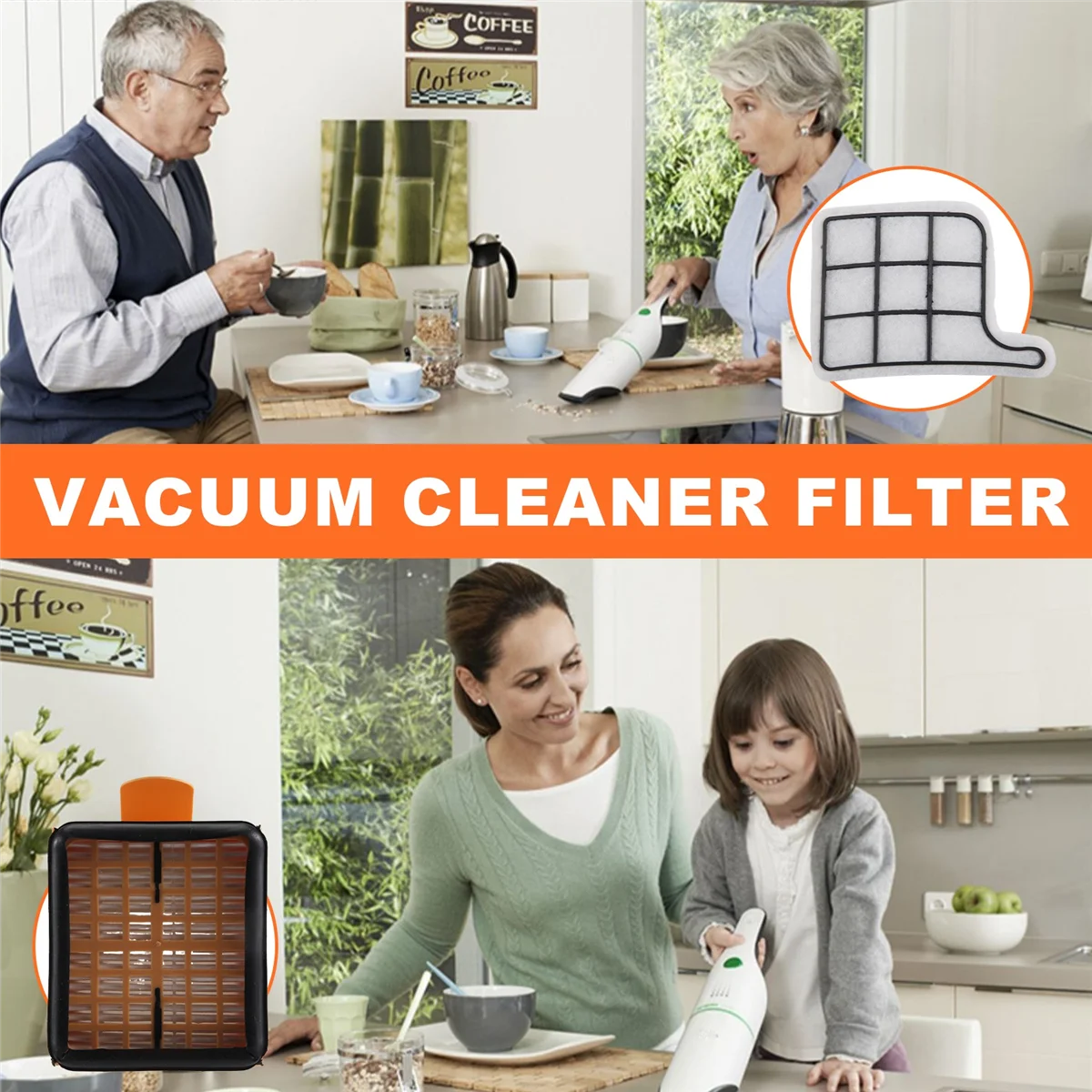 EQAZ-Zubehoer セット Vorwerk - コーボルド 135/136 / 135SC / - 2 x 衛生フィルター + 2 x モーター保護フィルター + 6 x フレグランス