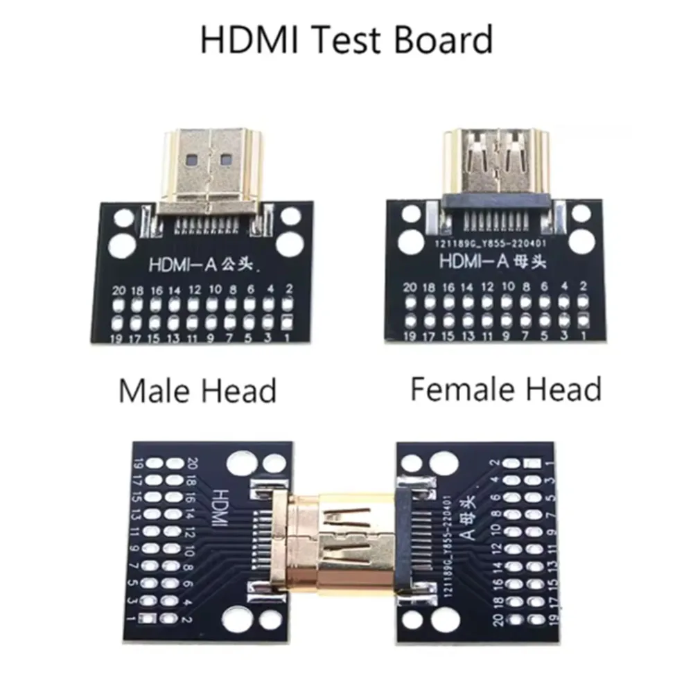 1Pcs Compatible-HDMI Male and Female Test Board 19Pin 19P Male Plug Connector with PCB Test Board Solder Type A