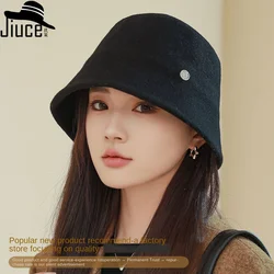 Fisherman Hat Women  Winter High Grade Wool Basin Hat Elegant Show Face Small Wide Rim Basin Cap High Grade Feel Bucket Hats